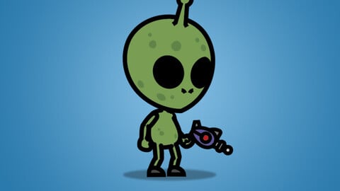 Cartoon Green Skinned Alien