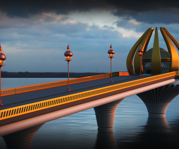 ArtStation - Fantasy Futuristic Bridge 3D model | Resources