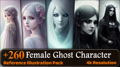 260 Female Ghost Character Reference Pack | 4K