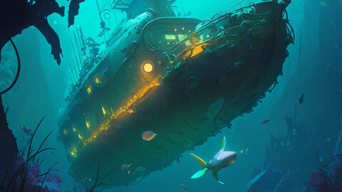 ArtStation - Sunken Memories: A Digital Painting of a Shipwreck in the ...