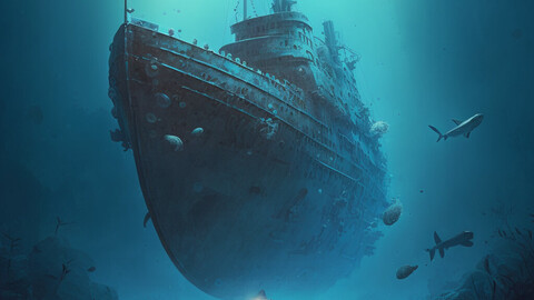 ArtStation - Sunken Memories: A Digital Painting of a Shipwreck in the ...