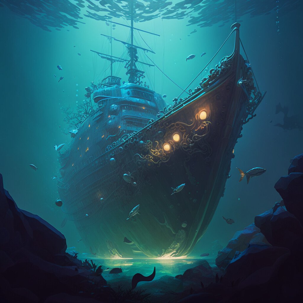 ArtStation - Sunken Memories: A Digital Painting of a Shipwreck in the