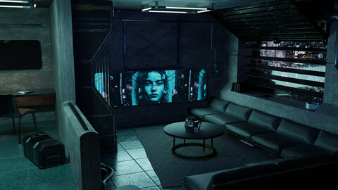 Cyberpunk Apartment Scene High Detail 3D Blender File