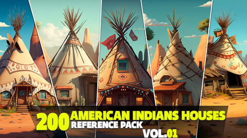 200 American Indians Houses Reference Pack Vol.01