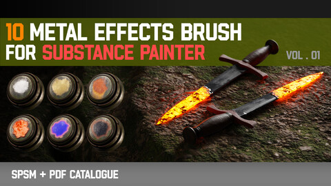 " 10 Metal Effects Brush For Substance Painter " (Vol.1)