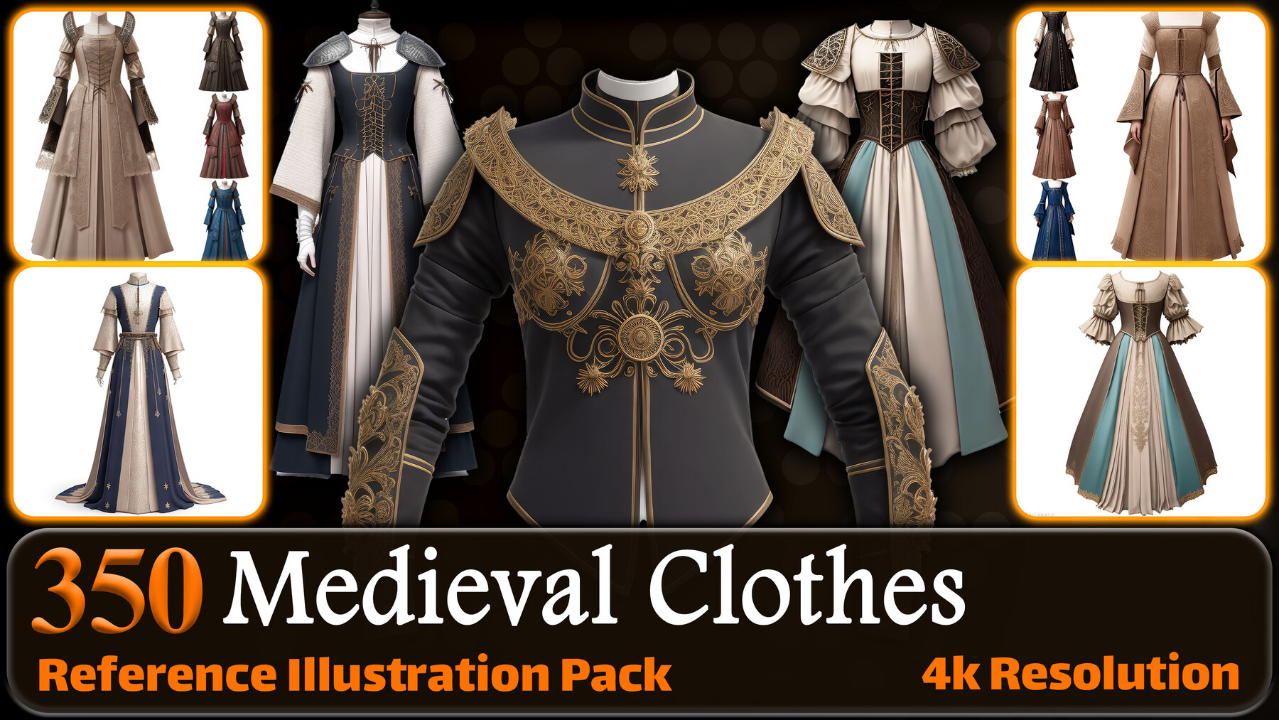 ArtStation 350 Medieval Clothes Reference Pack 4K v.4 Artworks