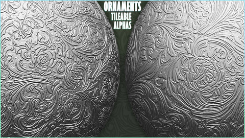 Ornaments Tileable Alphas (Displacement Maps) for ZBrush, Blender, Substance Painter vol.4