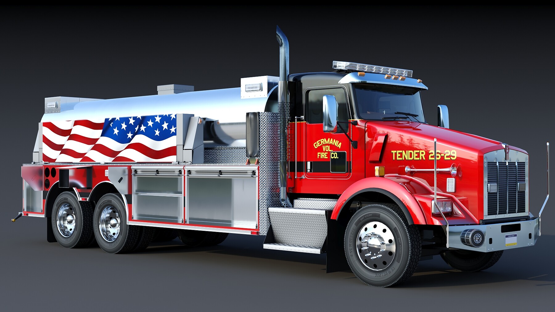 ArtStation - Kenworth T800 Fire tanker truck | Game Assets