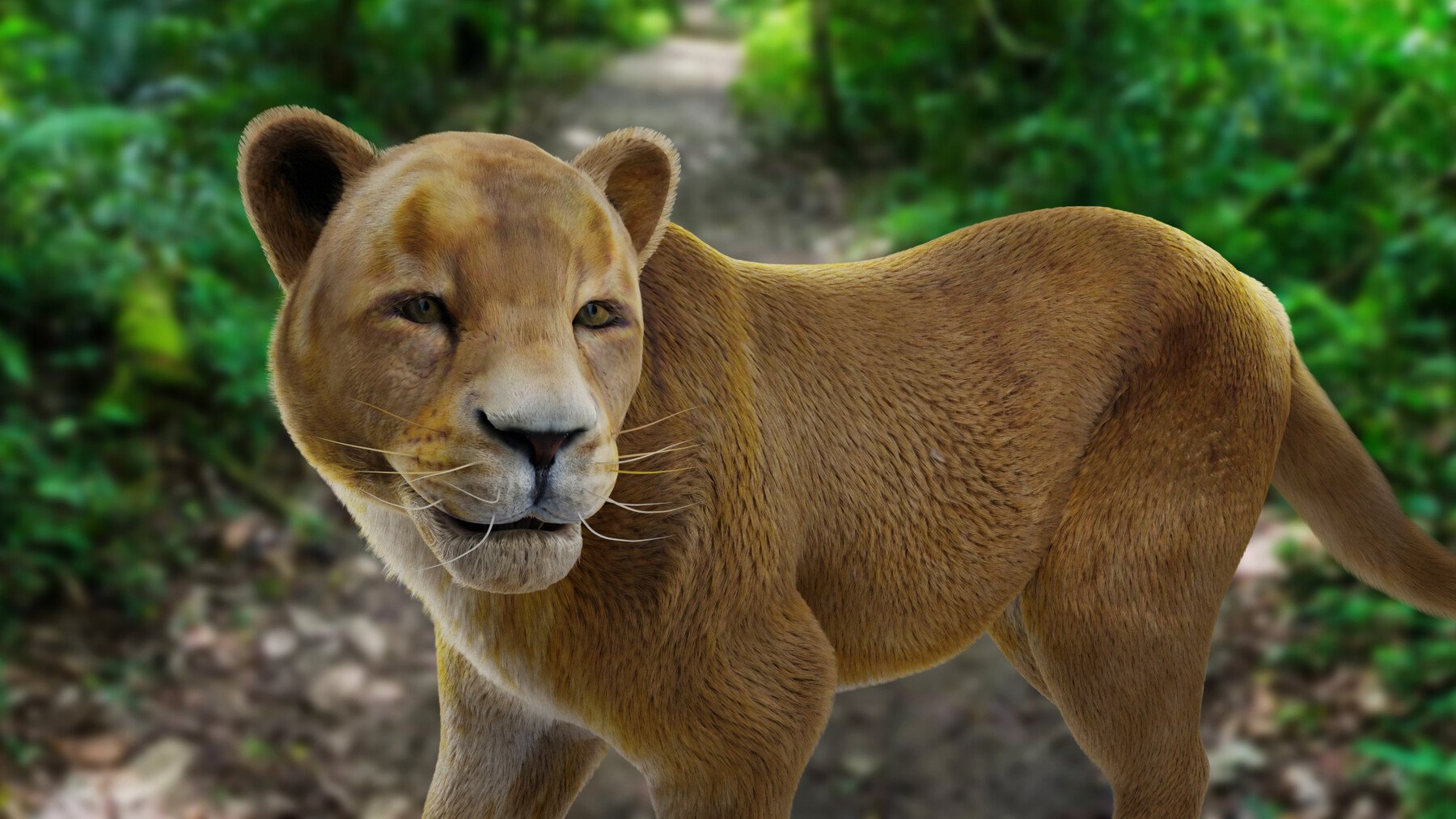 ArtStation - Fur Lioness V02 Rigged and Animation in Blender | Game Assets