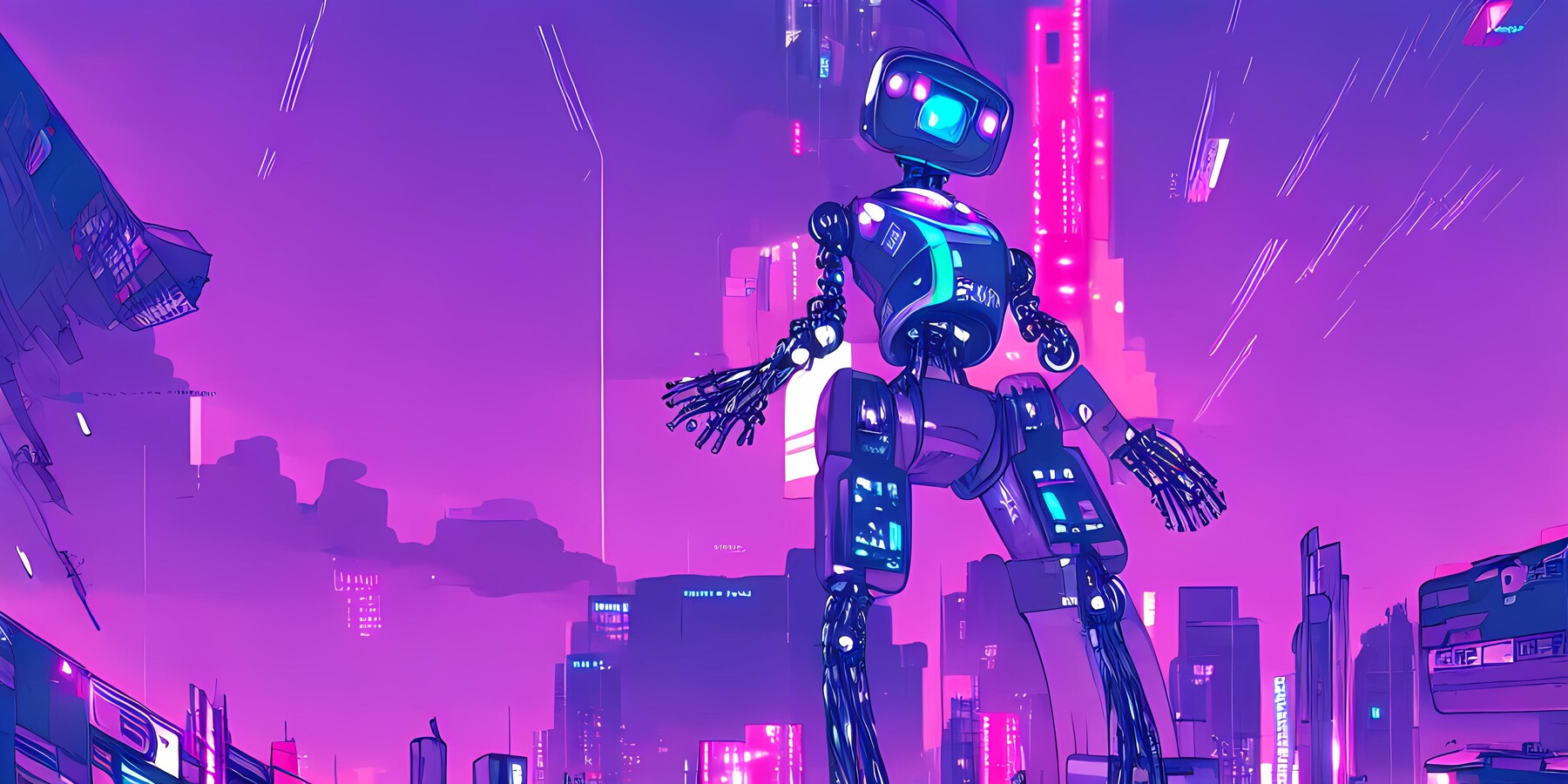 ArtStation - Cyberpunk Purple Robot 4k