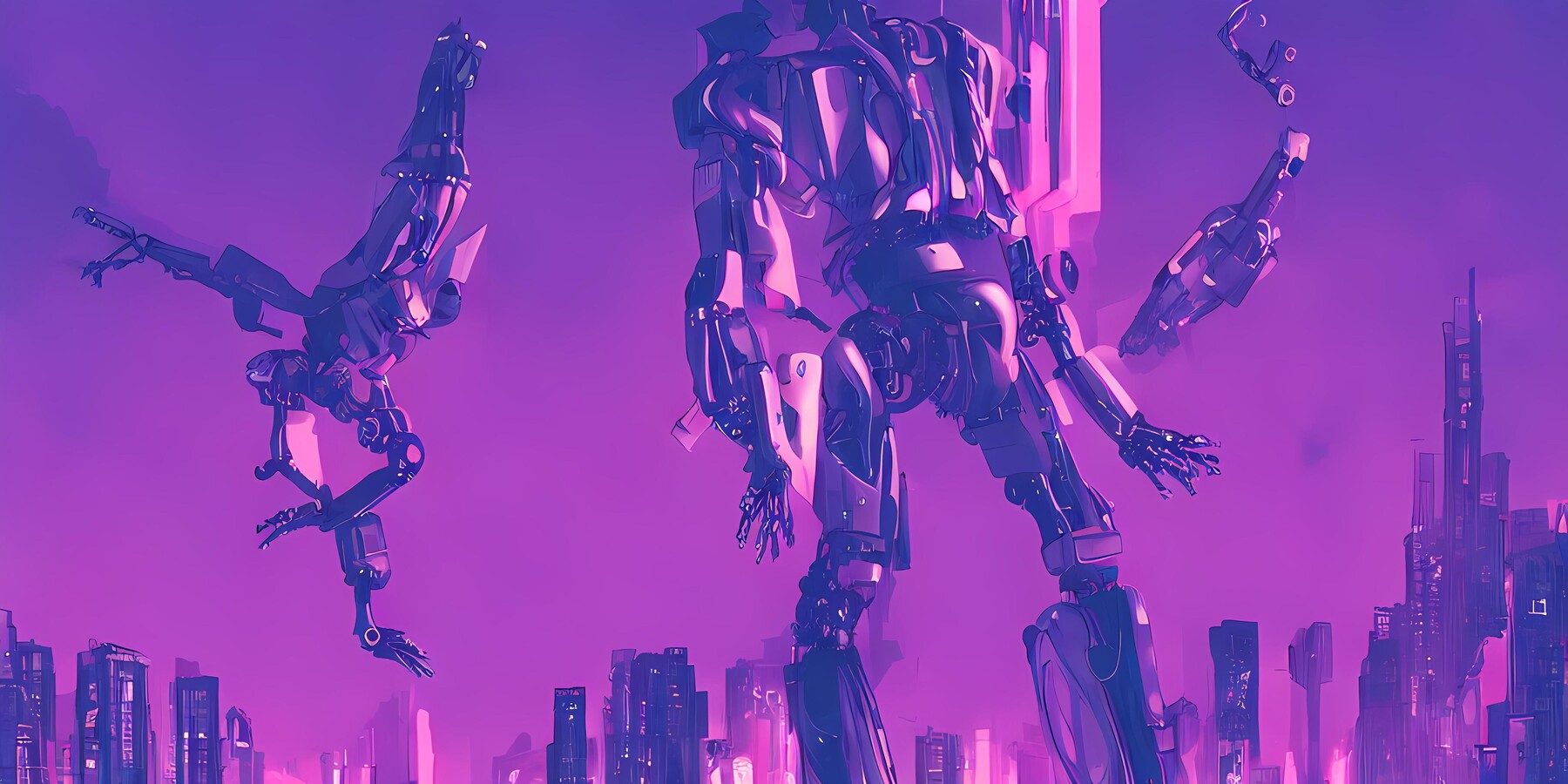 ArtStation - Lonely Cyberpunk Purple Robot 4k