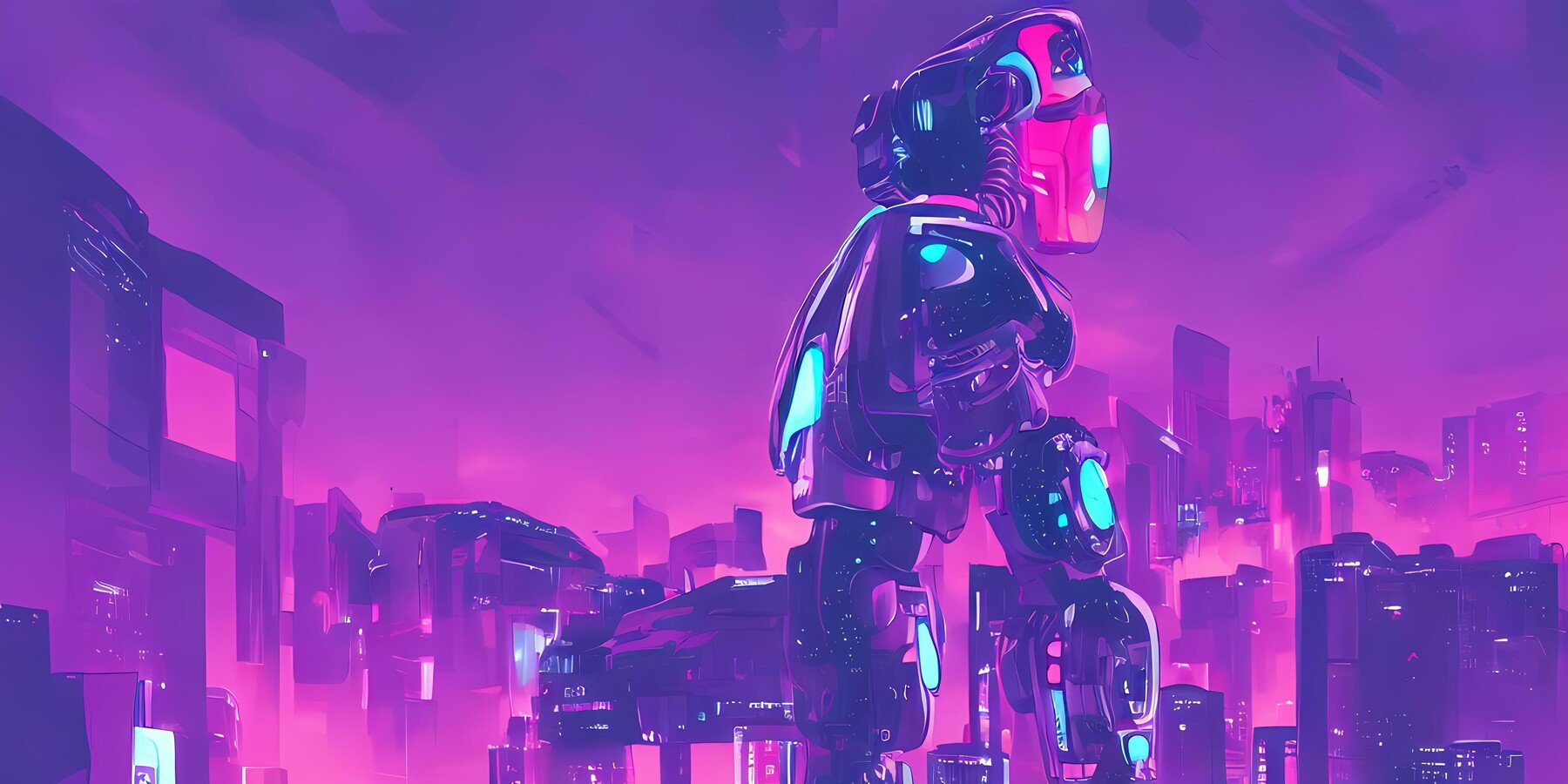 ArtStation - Artificially In Love Cyberpunk Purple Robot 4k