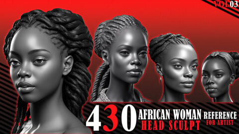 430 African Female Head Sculpt,Reference for Artist - VOL03