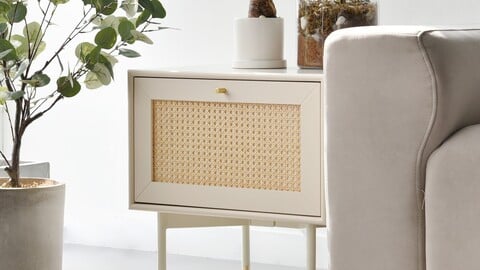 Bund Woody White Ratan Bedside Table