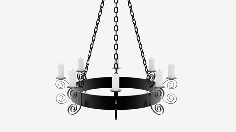 Medieval Chandelier with Candles 1 3D model