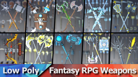 900 Low Poly Fantasy RPG Weapons - Ultimate 3D Pack