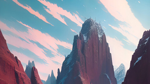 Chromatic Peaks: A Vibrant Mountain Landscape