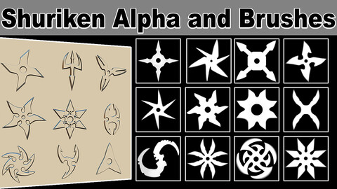 50 Shuriken Alpha and Brushes for Zbrush Vol 2