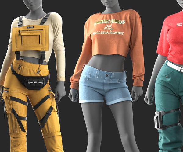 ArtStation - 3 Girl's Outfits VOL 2 - Marvelous / CLO Project file ...