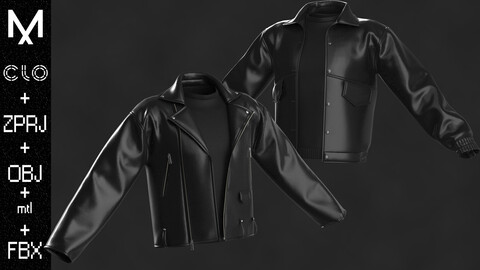 Leather Jackets Male (A-pose) OBJ mtl FBX ZPRJ