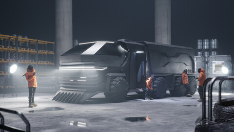 Scifi futuristic cyberpunk truck