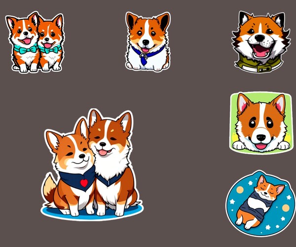 ArtStation - Corgi Dog stickers | Artworks