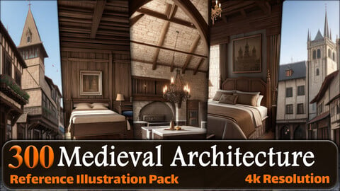 300 Medieval Architecture | City - Interior - Exterior Reference Pack | 4K | v.2