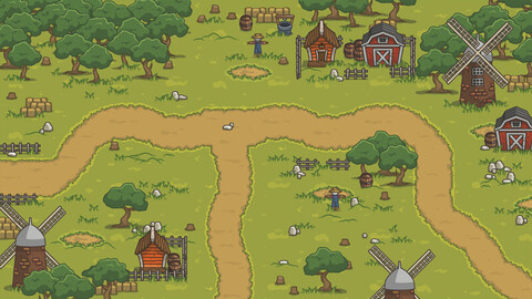 Old Abandoned Farm Top-Down Game Tileset