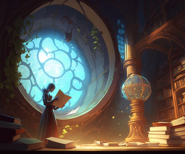 ArtStation - In labyrinths of books and thought, I find myself forever ...