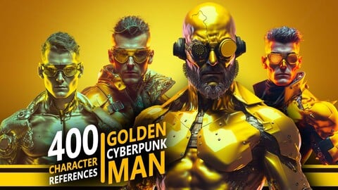 400 Golden Cyberpunk Man - Character References