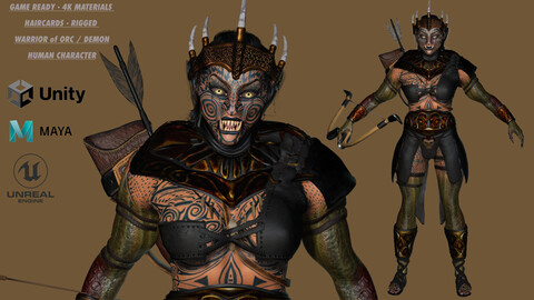 AAA 3D FANTASY FEMALE CHARACTER - THE DEMON WARRIOR 02 (ORC)