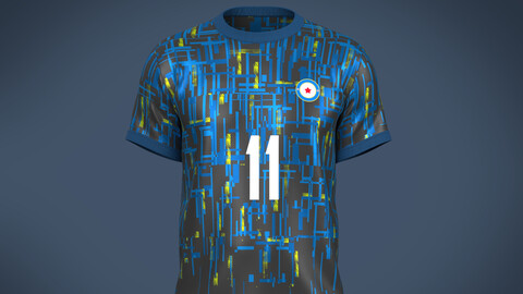 Soccer Football Blue and Black Jersey Player-11