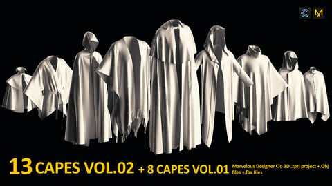 13+8 Cape MODELS for female and male VOL.02 / Marvelous Designer / CLO 3D