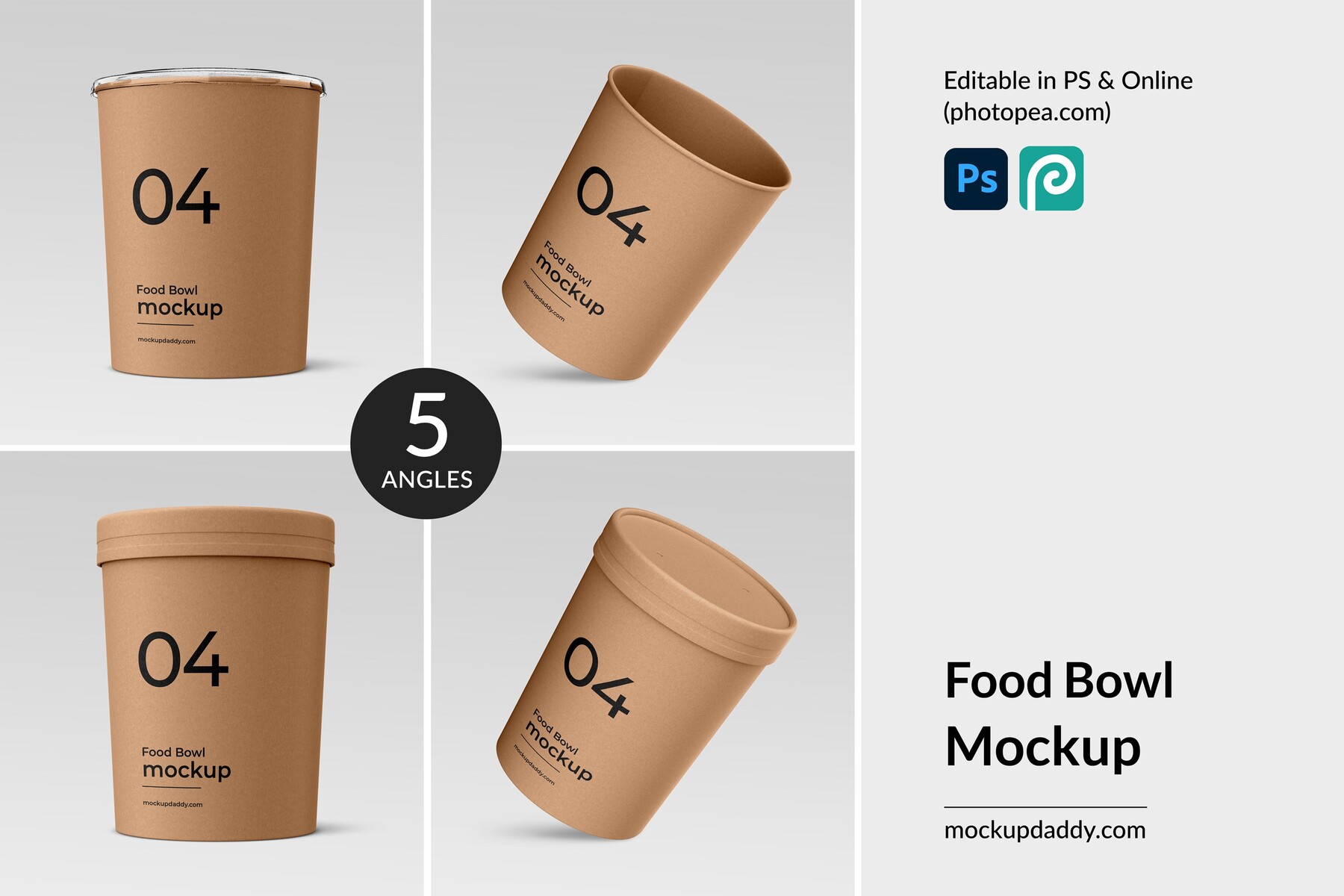 ArtStation Tall Kraft Food Bowl Mockup (Size 4) Artworks