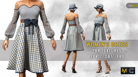 Women's Dress / Marvelous Designer / Clo3d / PBR Textures