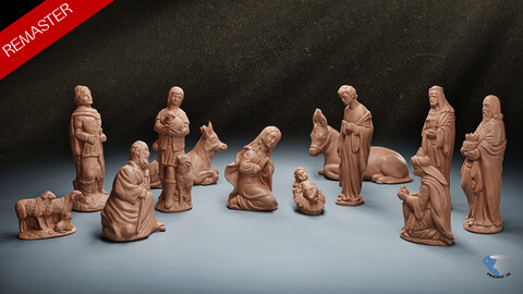 Christmas nativity figurines Set 3D Printable 3D Scan