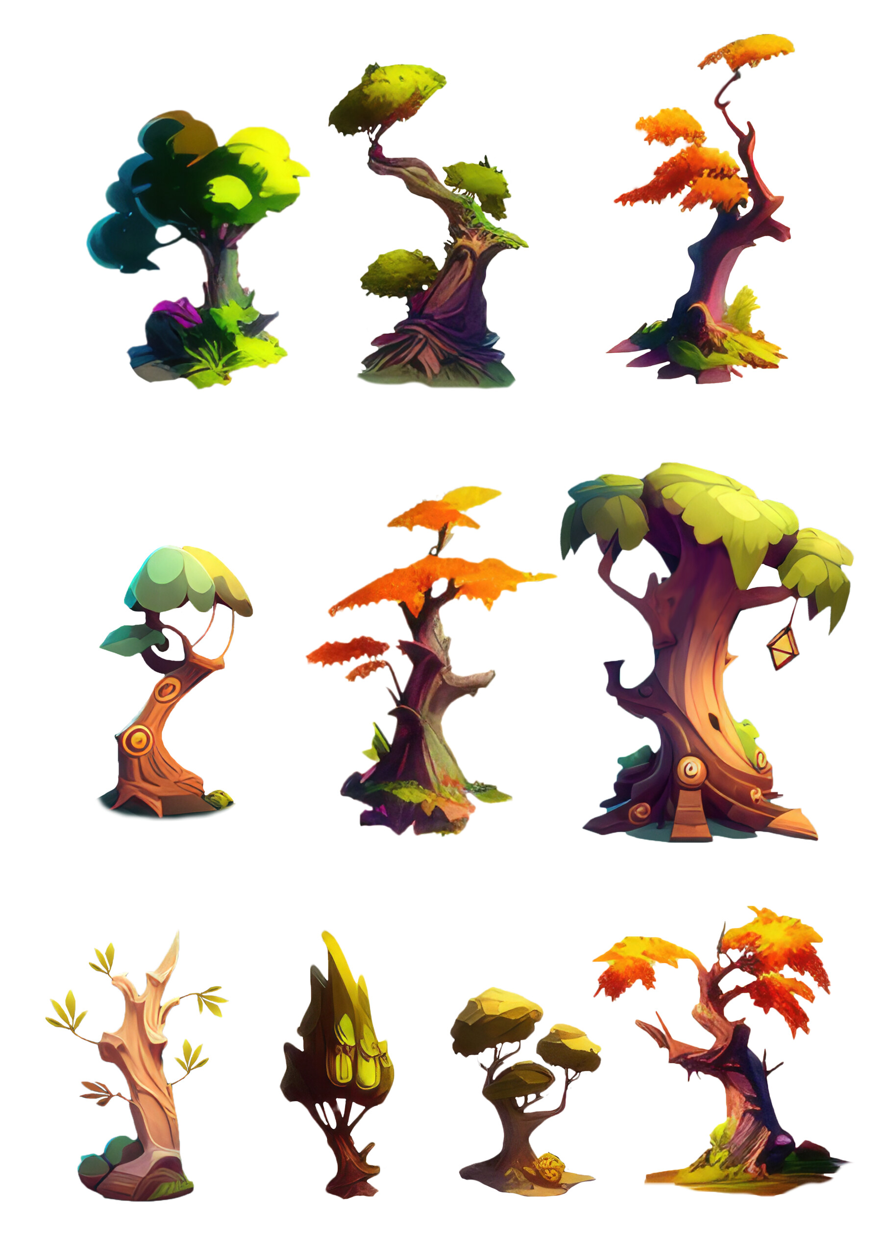 Artstation Stylized Tree Pack Game Assets