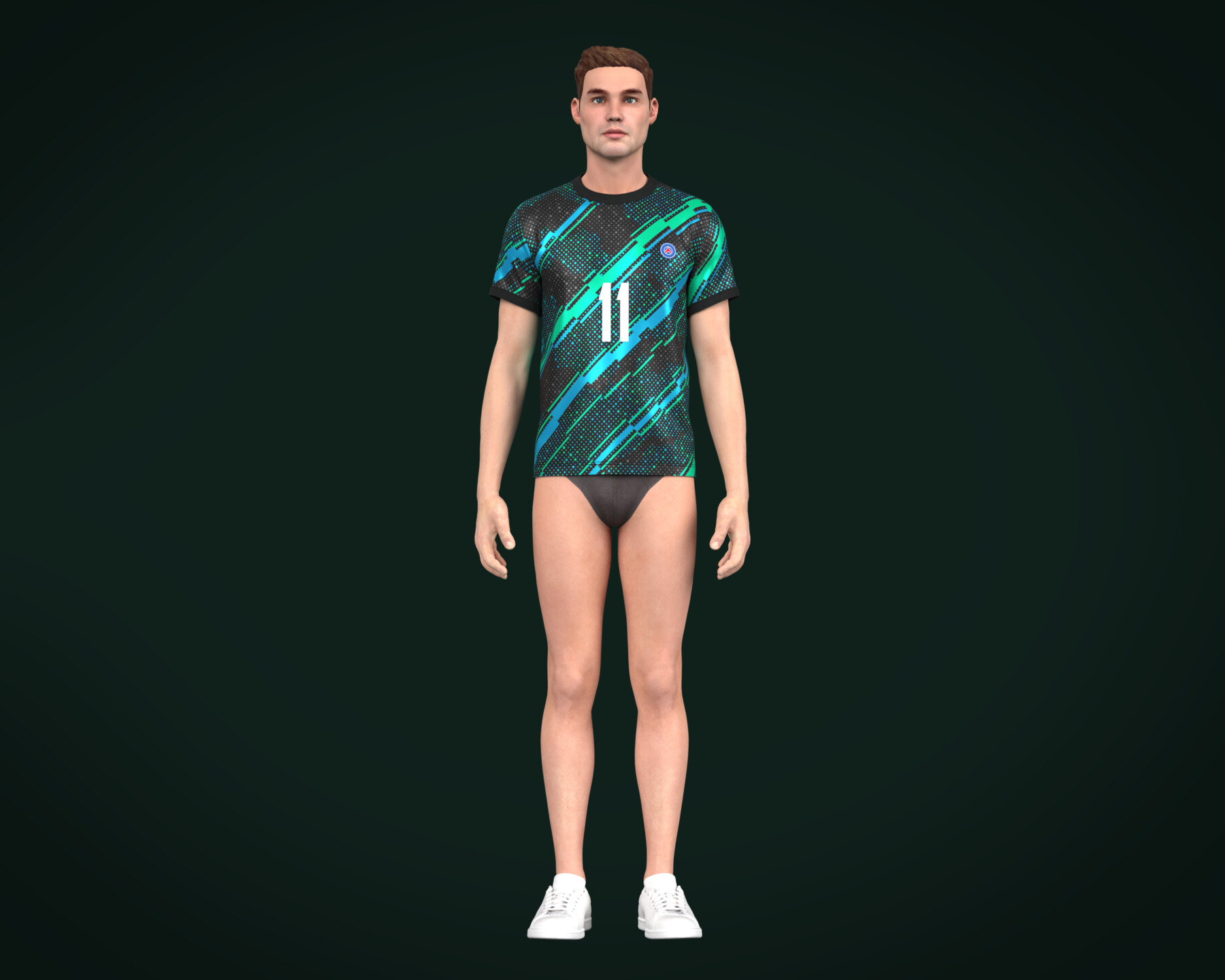 Soccer Football Mint Green With Blue Jersey Player-11 3D model