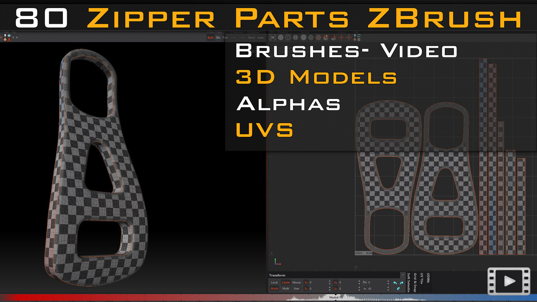 ArtStation - 80 zipper parts_Zbrush Brushes (IMM_STD)_ 3D Models