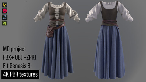 medieval peasant girl woman dress medieval clothing