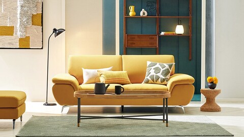 Trebuu 3-person swivel fabric sofa