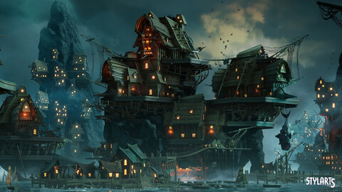 Stylized Pirate Port City (Modular)