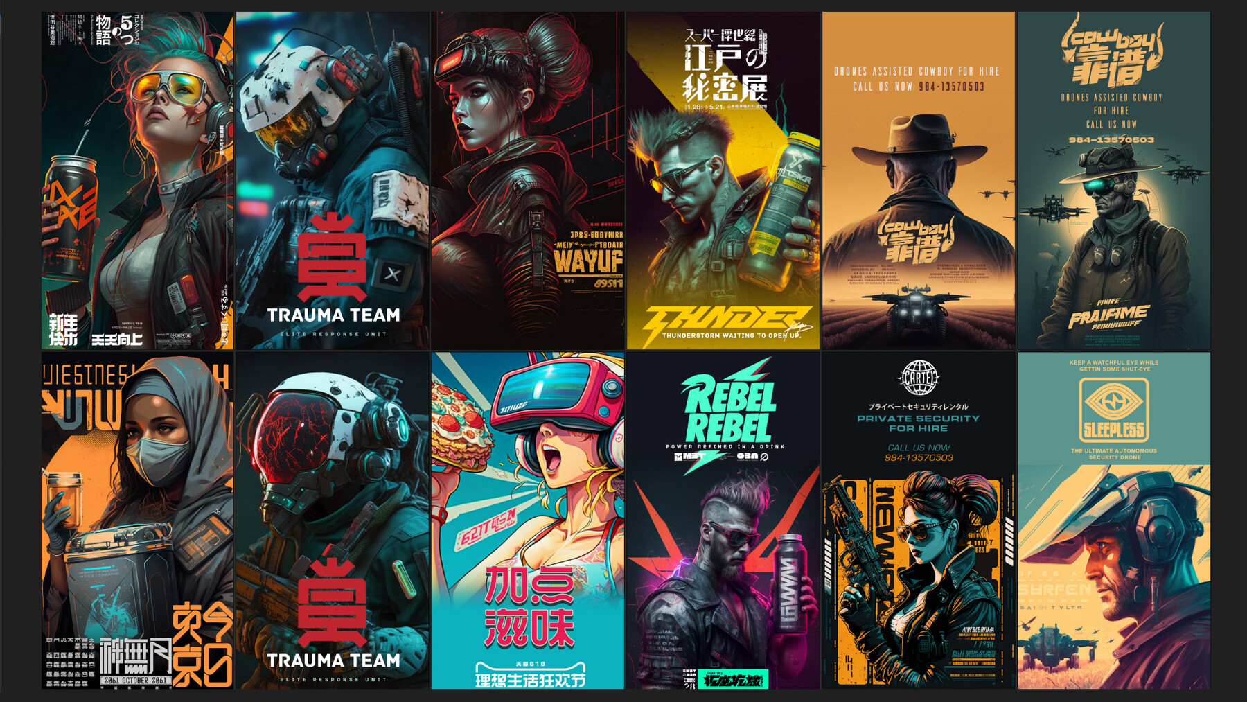 Artstation Fictional Cyberpunk Advertising Banners Game Assets