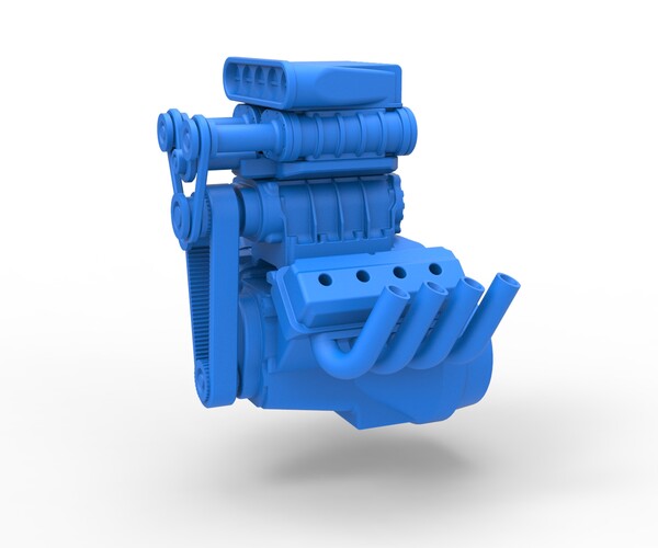 ArtStation - 3D printable Diecast engine V8 with triple supercharger ...