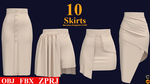 10 skirt Zprj/ OBJ/ FBX