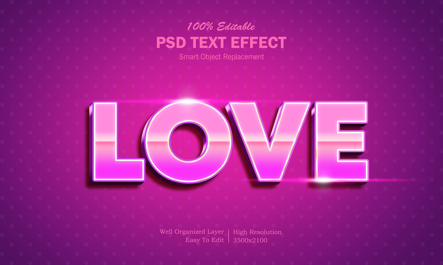 ArtStation 3D Love. PSD fully editable text effect. Layer style PSD
