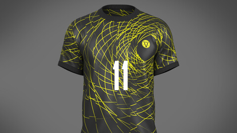 Soccer Football Neon yellow with black Jersey Player-11