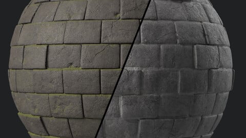 Stone Wall Materials 54- Stone Wall By Moss |Sbsar Pbr 4k Seamless