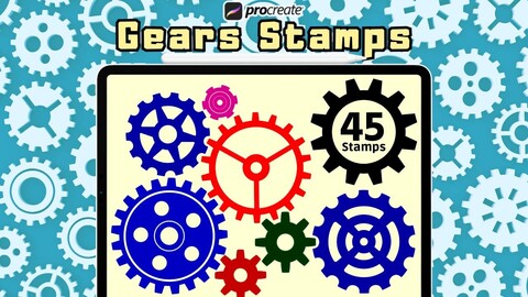 Gear & Wheel Procreate Stamp Brush Set , procreate brush set , tattoo brush set , procreate tattoo , digital tool , tattoo design stamp