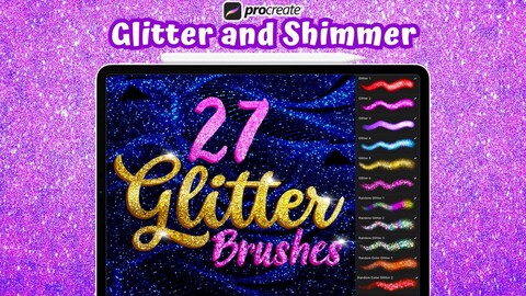 Glitter & Shimmer procreate brush set, Procreate Glitter texture brushes , Procreate shimmer , metallic Brush for Procreate , ipad lettering